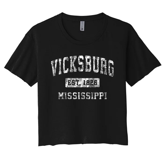 Vicksburg Mississippi Ms Vintage Established Sports Women's Crop Top Tee