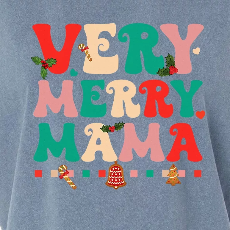 Very Merry Mama Christmas Happy Holiday Noel Tree Family Garment-Dyed Women's Muscle Tee