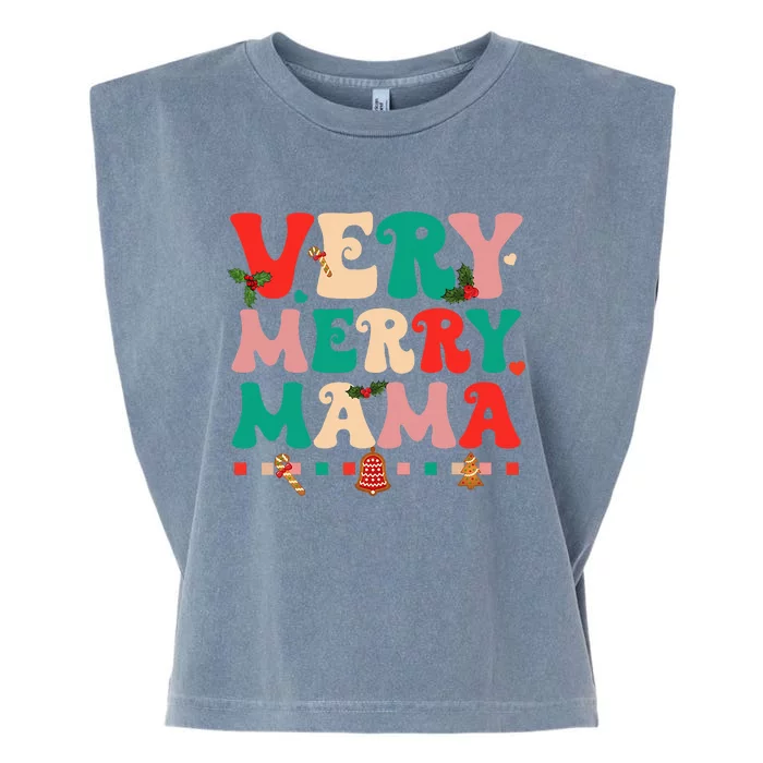 Very Merry Mama Christmas Happy Holiday Noel Tree Family Garment-Dyed Women's Muscle Tee