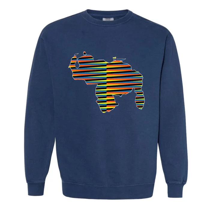 Venezuelan Map Mapa De Venezuela Multicolor Chromatic Garment-Dyed Sweatshirt