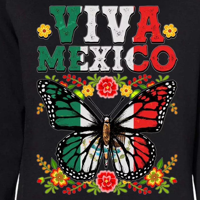 Viva Mexico Mexican Independence Day Butterfly Womens California Wash Sweatshirt