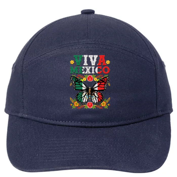 Viva Mexico Mexican Independence Day Butterfly 7-Panel Snapback Hat