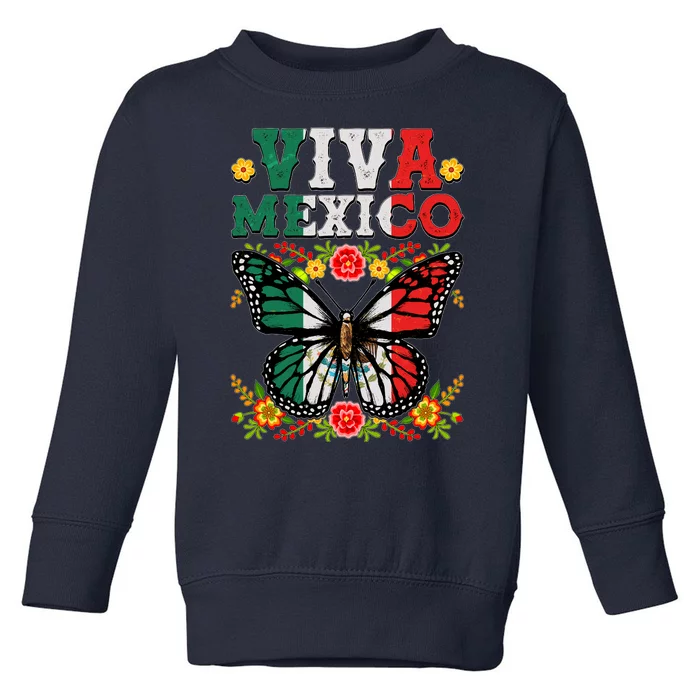 Viva Mexico Mexican Independence Day Butterfly Toddler Sweatshirt