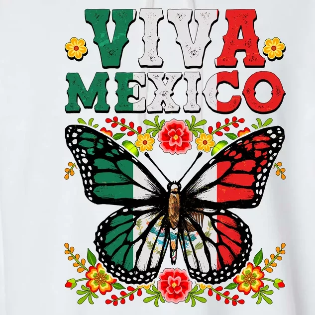 Viva Mexico Mexican Independence Day Butterfly Garment-Dyed Fleece Hoodie