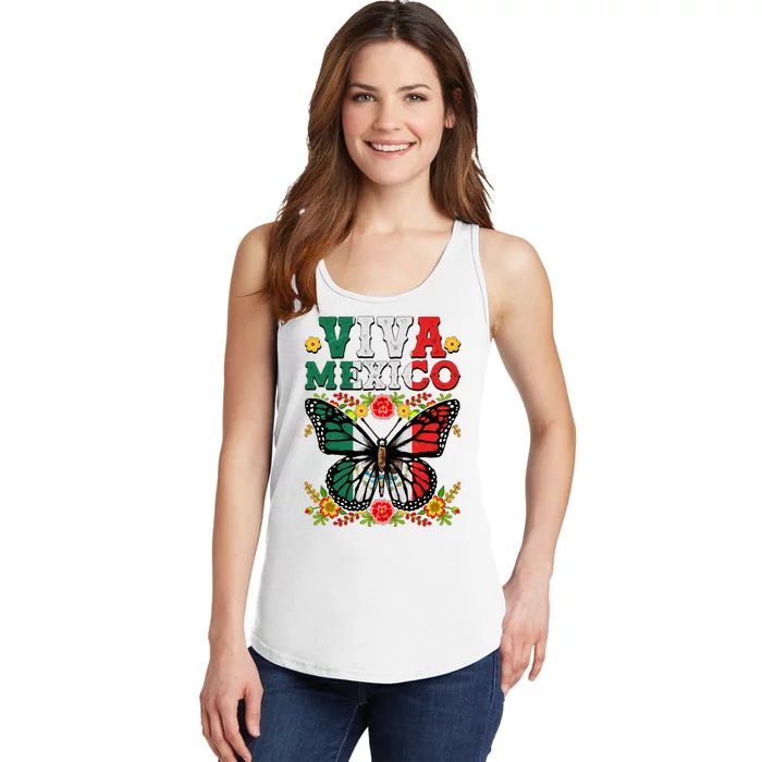 Viva Mexico Mexican Independence Day Butterfly Ladies Essential Tank