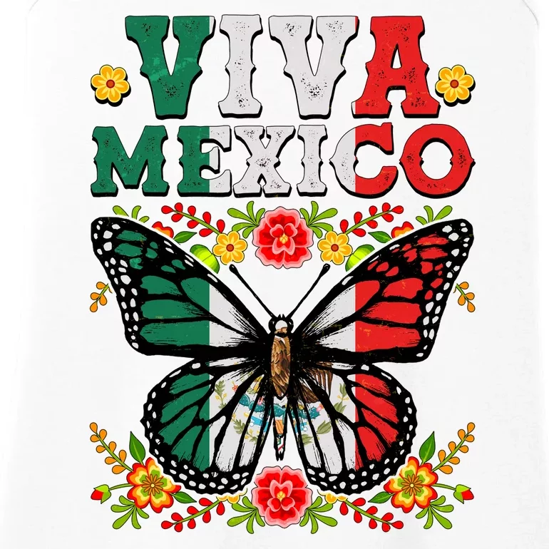 Viva Mexico Mexican Independence Day Butterfly Ladies Essential Tank