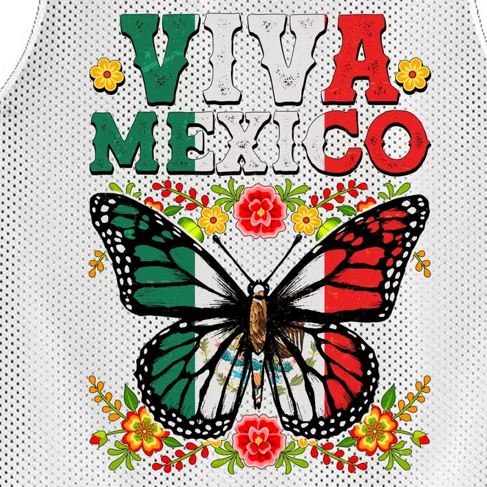 Viva Mexico Mexican Independence Day Butterfly Mesh Reversible Basketball Jersey Tank