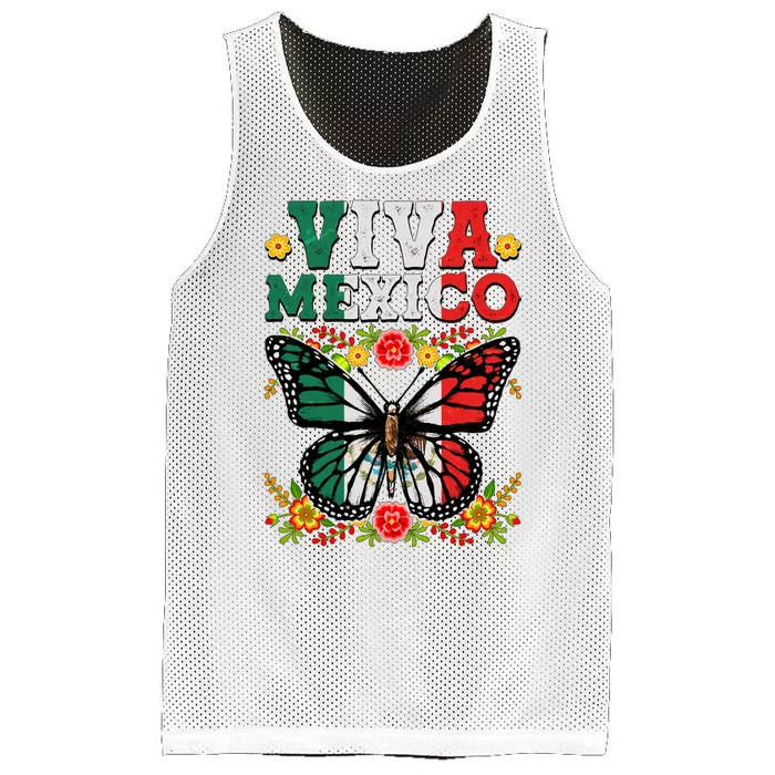 Viva Mexico Mexican Independence Day Butterfly Mesh Reversible Basketball Jersey Tank