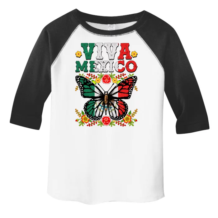 Viva Mexico Mexican Independence Day Butterfly Toddler Fine Jersey T-Shirt