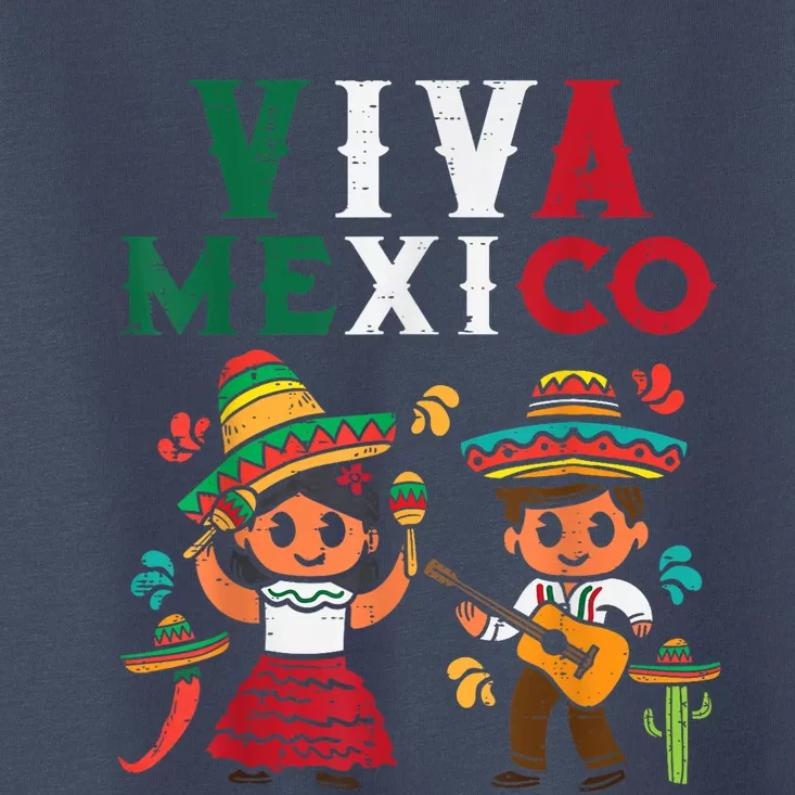 Viva Mexico Maracas Guitar Mexican Independence Toddler T-Shirt