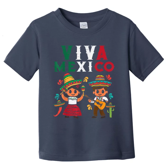 Viva Mexico Maracas Guitar Mexican Independence Toddler T-Shirt