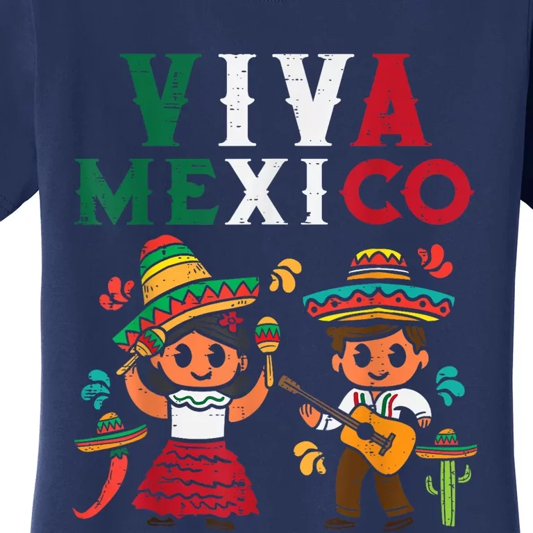 Viva Mexico Maracas Guitar Mexican Independence Women's T-Shirt