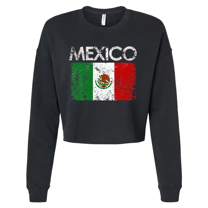 Vintage Mexico Mexican Flag Pride Gift Cropped Pullover Crew