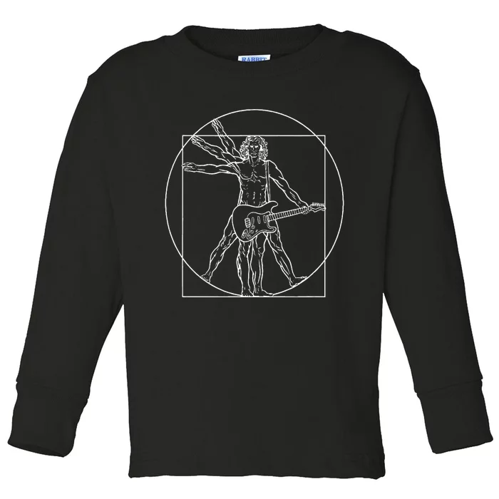 Vitruvian Man Music Electric Guitar Rock Music Toddler Long Sleeve Shirt