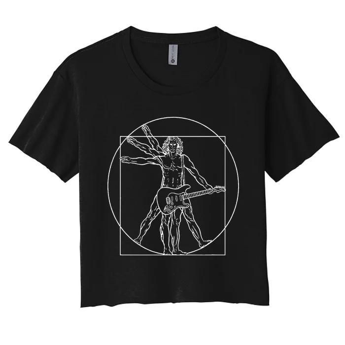 Vitruvian Man Music Electric Guitar Rock Music Women's Crop Top Tee