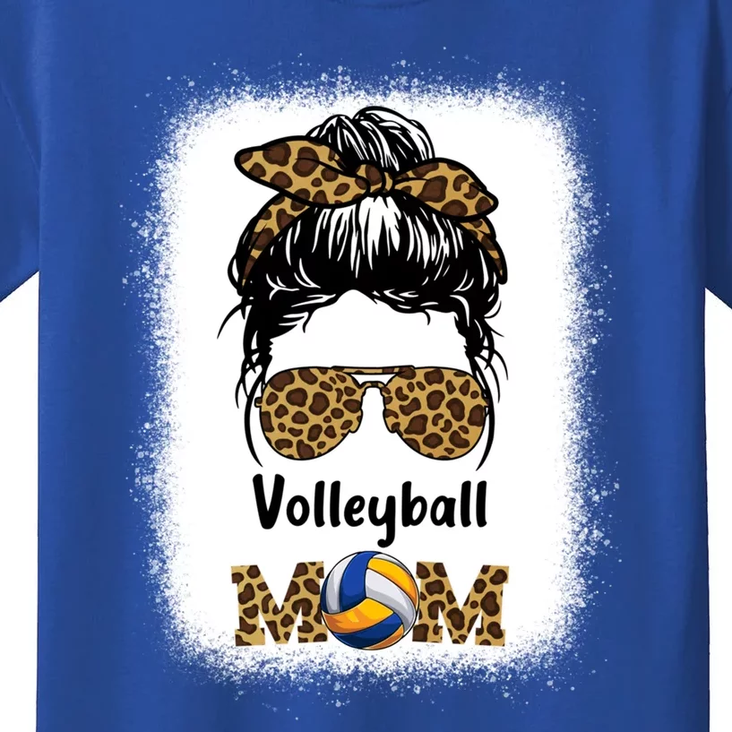 Volleyball Mom Mama Leopard Cheetah Print Bleached Fun Cute Gift Kids T-Shirt