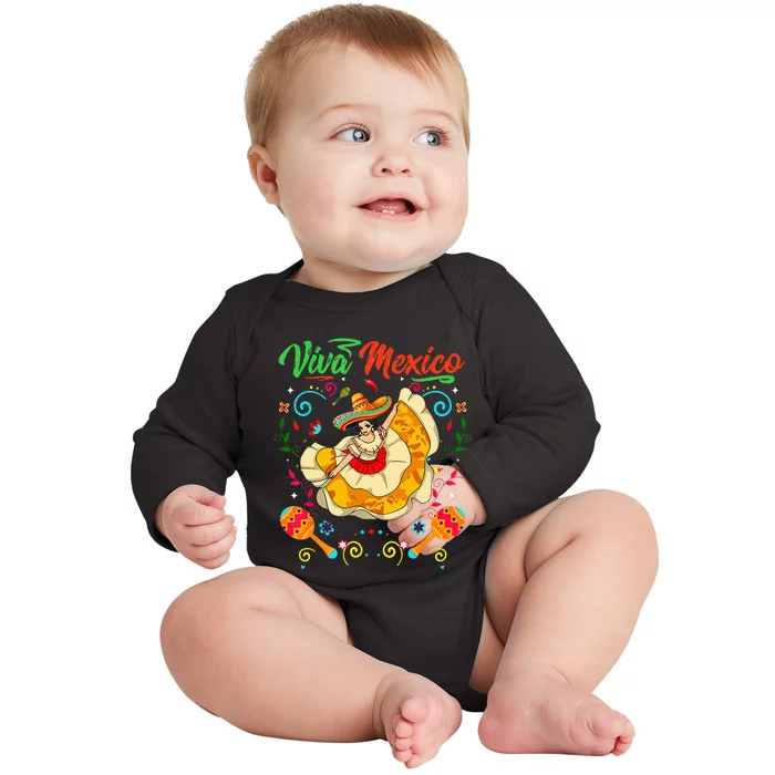 Viva Mexico Mexican independence day I Love Mexico Baby Long Sleeve Bodysuit