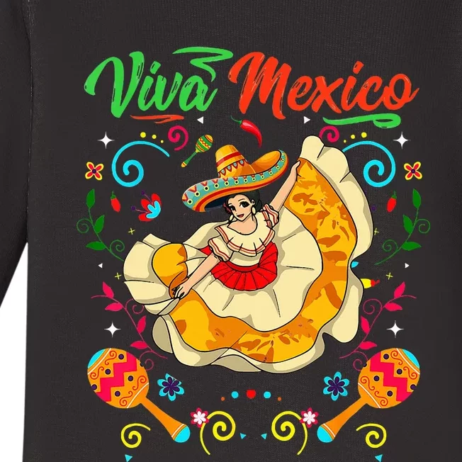 Viva Mexico Mexican independence day I Love Mexico Baby Long Sleeve Bodysuit