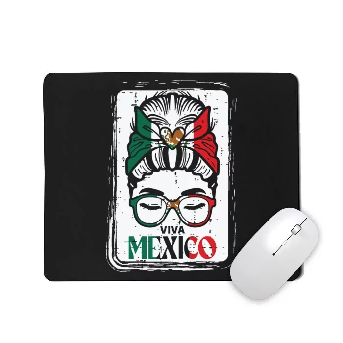 Viva Mexico Messy Bun Mexican Independence Girls Mousepad