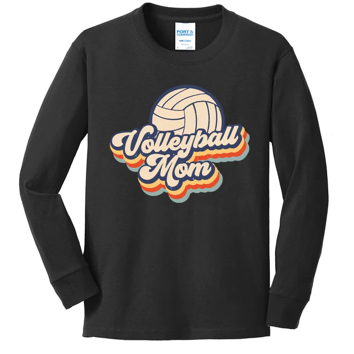 Volleyball Mom Mama Mother's Day Vintage Retro Funny Kids Long Sleeve Shirt