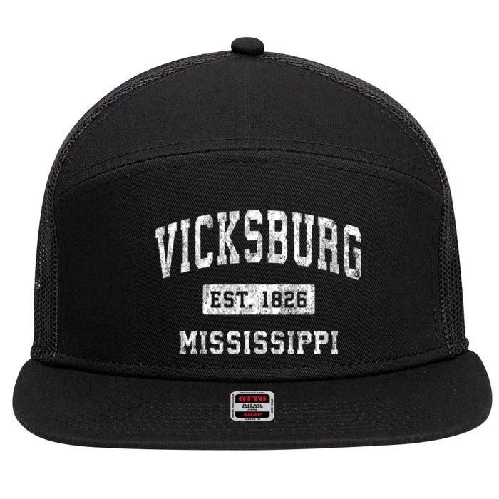 Vicksburg Mississippi Ms Vintage Established Sports 7 Panel Mesh Trucker Snapback Hat