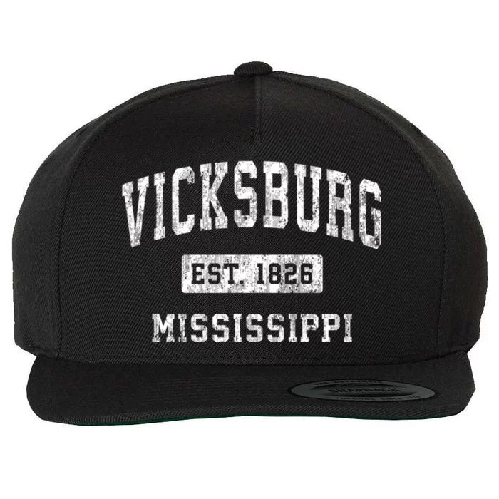 Vicksburg Mississippi Ms Vintage Established Sports Wool Snapback Cap