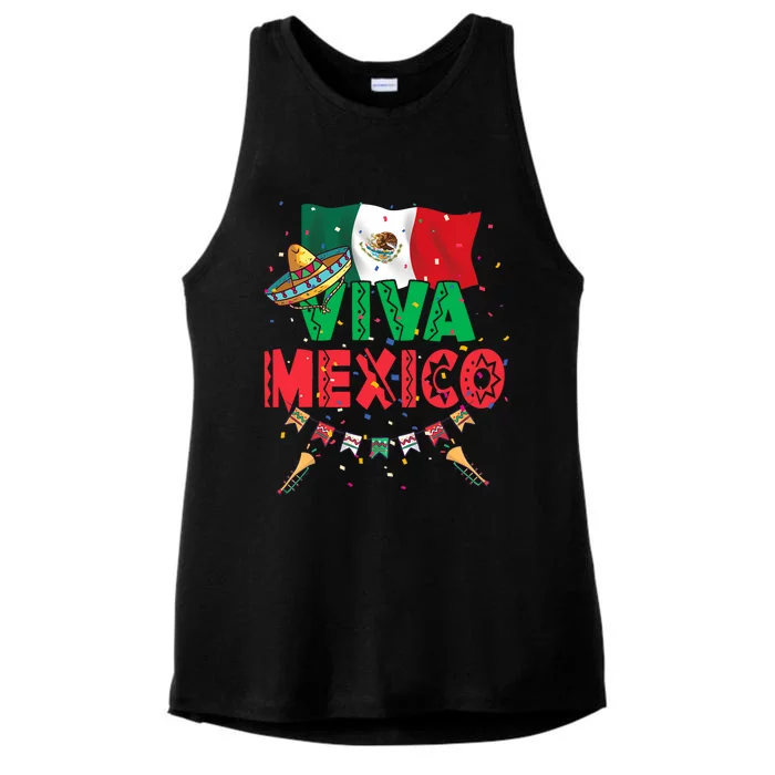 Viva Mexico Mexican Independence Day Independencia De Mexico Ladies Tri-Blend Wicking Tank