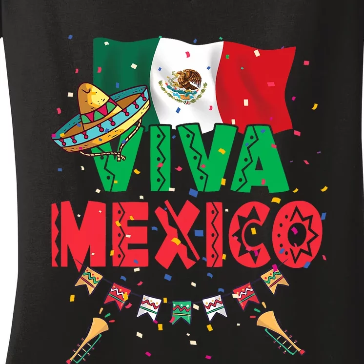 Viva Mexico Mexican Independence Day Independencia De Mexico Women's V-Neck T-Shirt