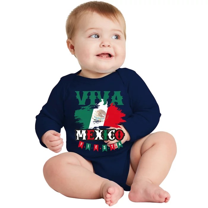 Viva Mexico Mexican Independence Day Baby Long Sleeve Bodysuit