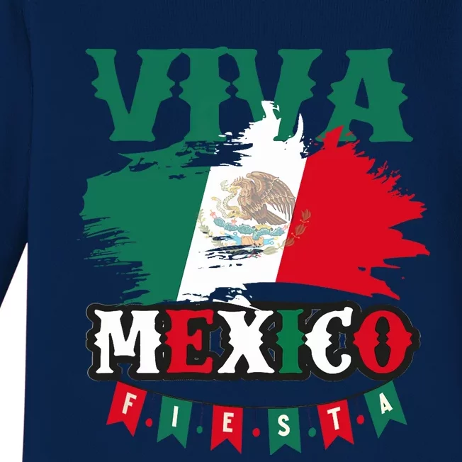 Viva Mexico Mexican Independence Day Baby Long Sleeve Bodysuit