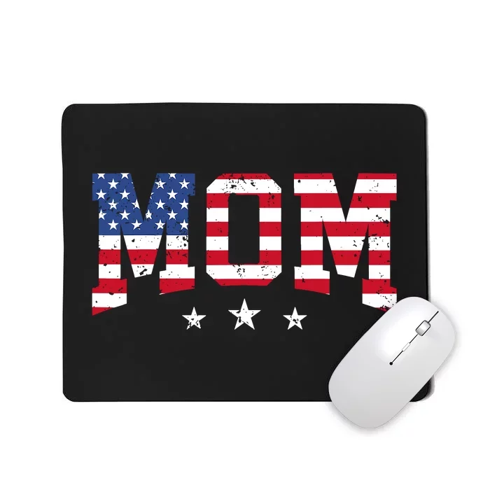 Vintage Mom MotherS Day American Mom Usa Flag 4th Of July Mousepad