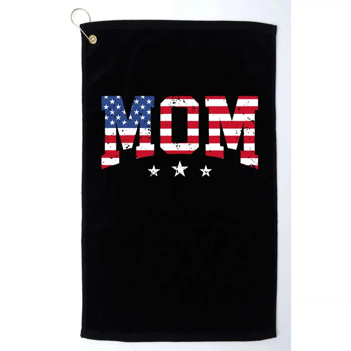 Vintage Mom MotherS Day American Mom Usa Flag 4th Of July Platinum Collection Golf Towel