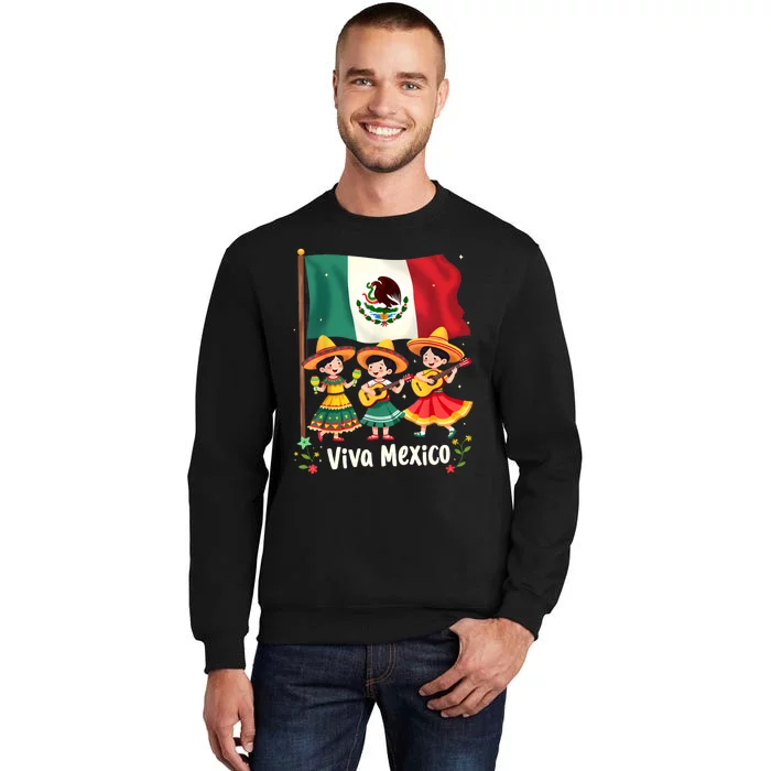 Viva Mexico Mexican Independence Day Guitar Mexico Tall Sweatshirt