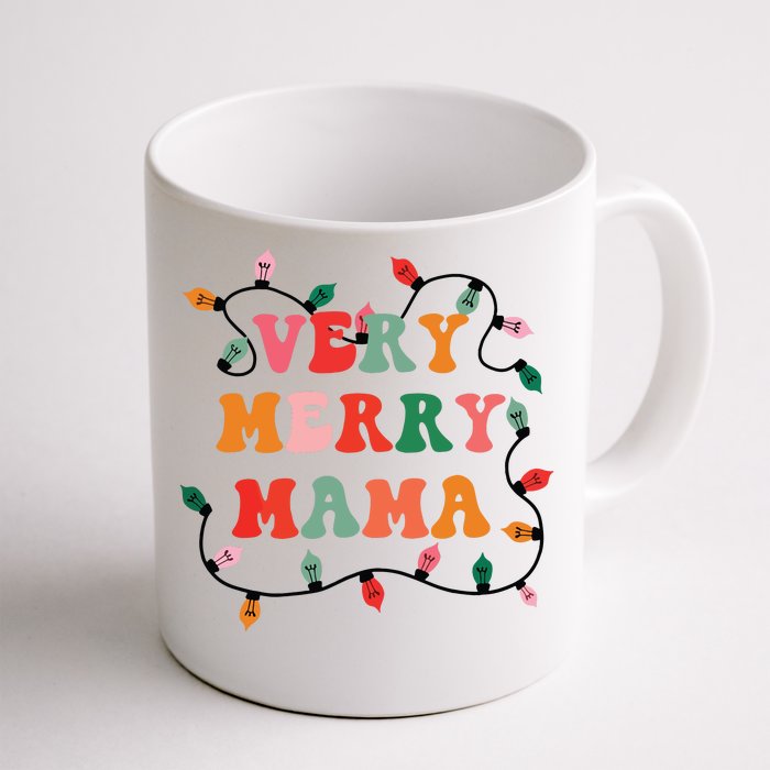 Very Merry Mama Christmas Retro Lights Mama Mom Xmas Women Front & Back Coffee Mug