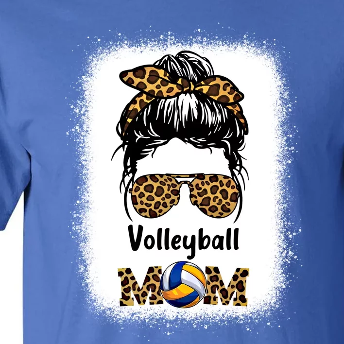 Volleyball Mom Mama Leopard Cheetah Print Bleached Fun Gift Tall T-Shirt