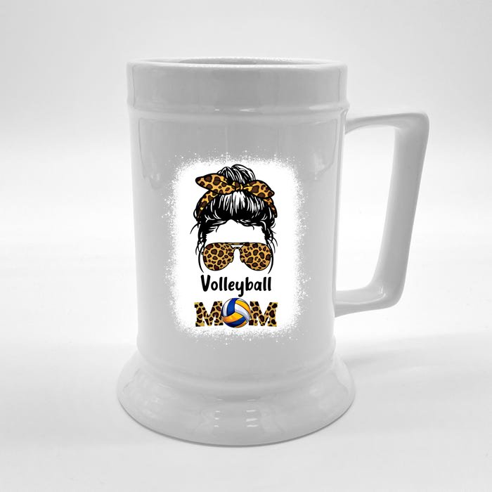 Volleyball Mom Mama Leopard Cheetah Print Bleached Fun Gift Front & Back Beer Stein