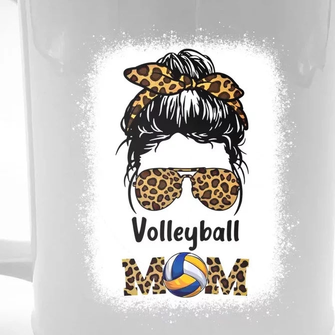 Volleyball Mom Mama Leopard Cheetah Print Bleached Fun Gift Front & Back Beer Stein