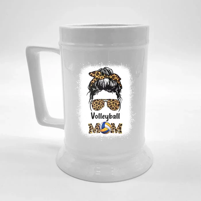 Volleyball Mom Mama Leopard Cheetah Print Bleached Fun Gift Front & Back Beer Stein