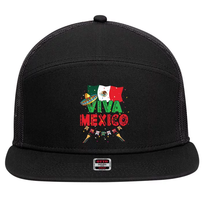 Viva Mexico Mexican Independence Day Independencia De Mexico 7 Panel Mesh Trucker Snapback Hat