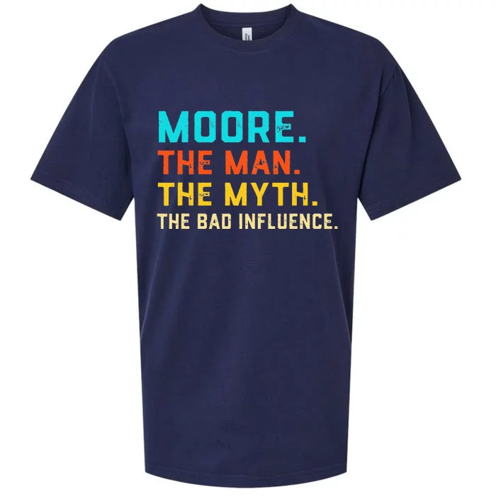 Vintage Moore Man Myth The Bad Influence Last Name Sueded Cloud Jersey T-Shirt