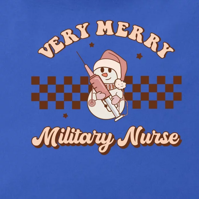 Very Merry Military Nurse Groovy Retro Christmas Pajamas Funny Gift Zip Tote Bag