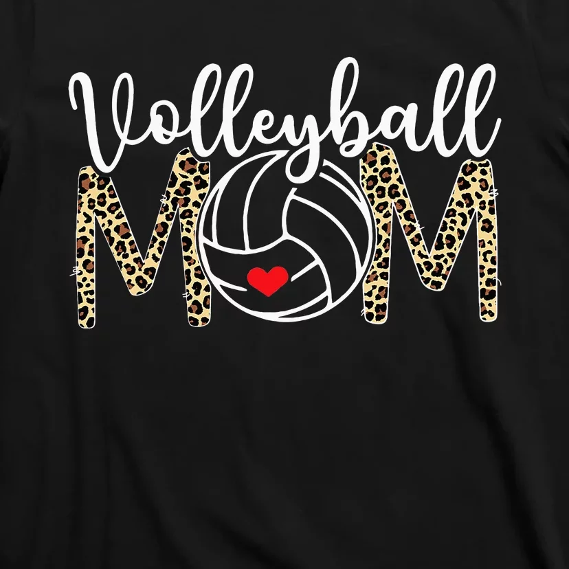 Volleyball Mom Mama Mother's Day Leopard Funny T-Shirt