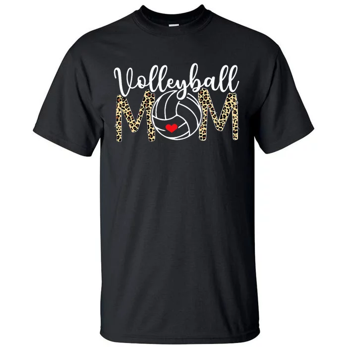 Volleyball Mom Mama Mother's Day Leopard Funny Tall T-Shirt