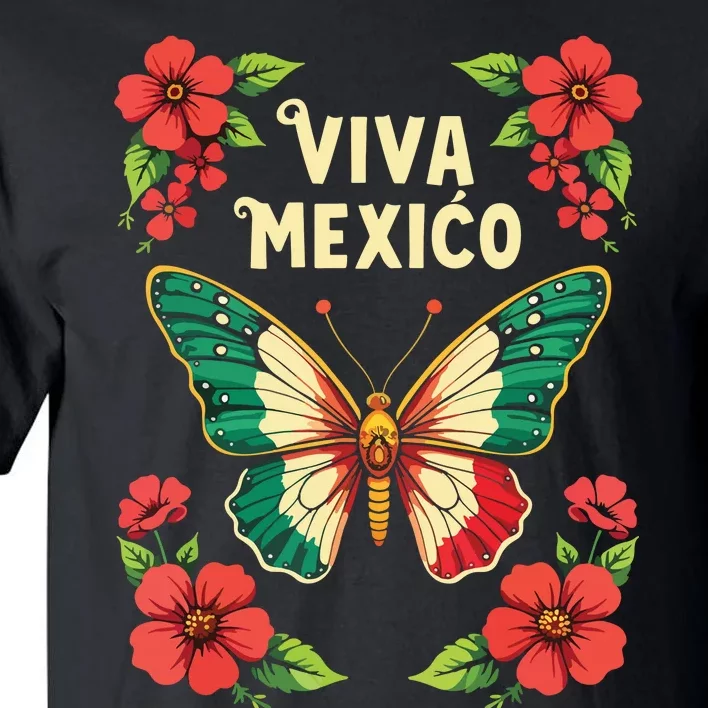 Viva Mexico Mexican Independence Day Butterfly Mexico Tall T-Shirt