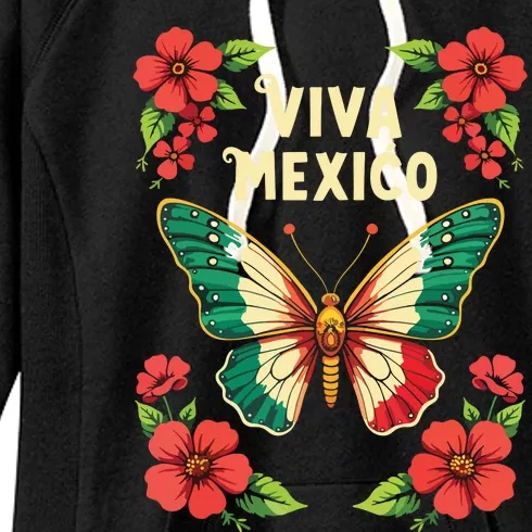 Viva Mexico Mexican Independence Day Butterfly Mexico Women's Fleece Hoodie