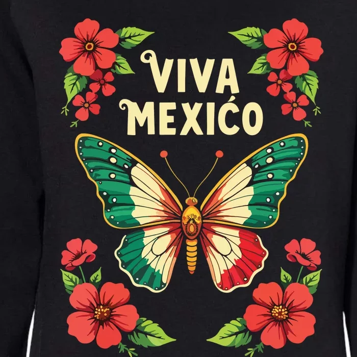 Viva Mexico Mexican Independence Day Butterfly Mexico Womens California Wash Sweatshirt