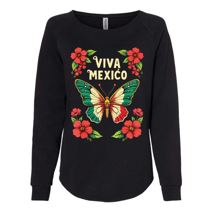 Viva Mexico Mexican Independence Day Butterfly Mexico Womens California Wash Sweatshirt