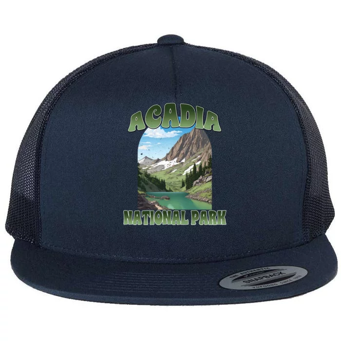 Vintage Mountain National Park Gift Flat Bill Trucker Hat