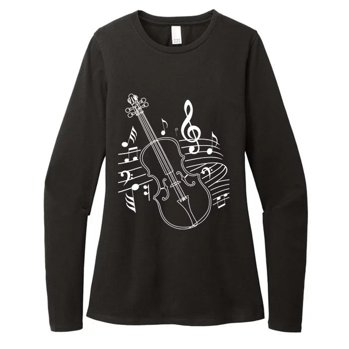 Violin Musical Note Violin Player Violinist Musician Womens CVC Long Sleeve Shirt