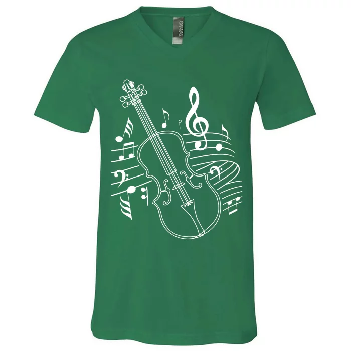 Violin Musical Note Violin Player Violinist Musician V-Neck T-Shirt